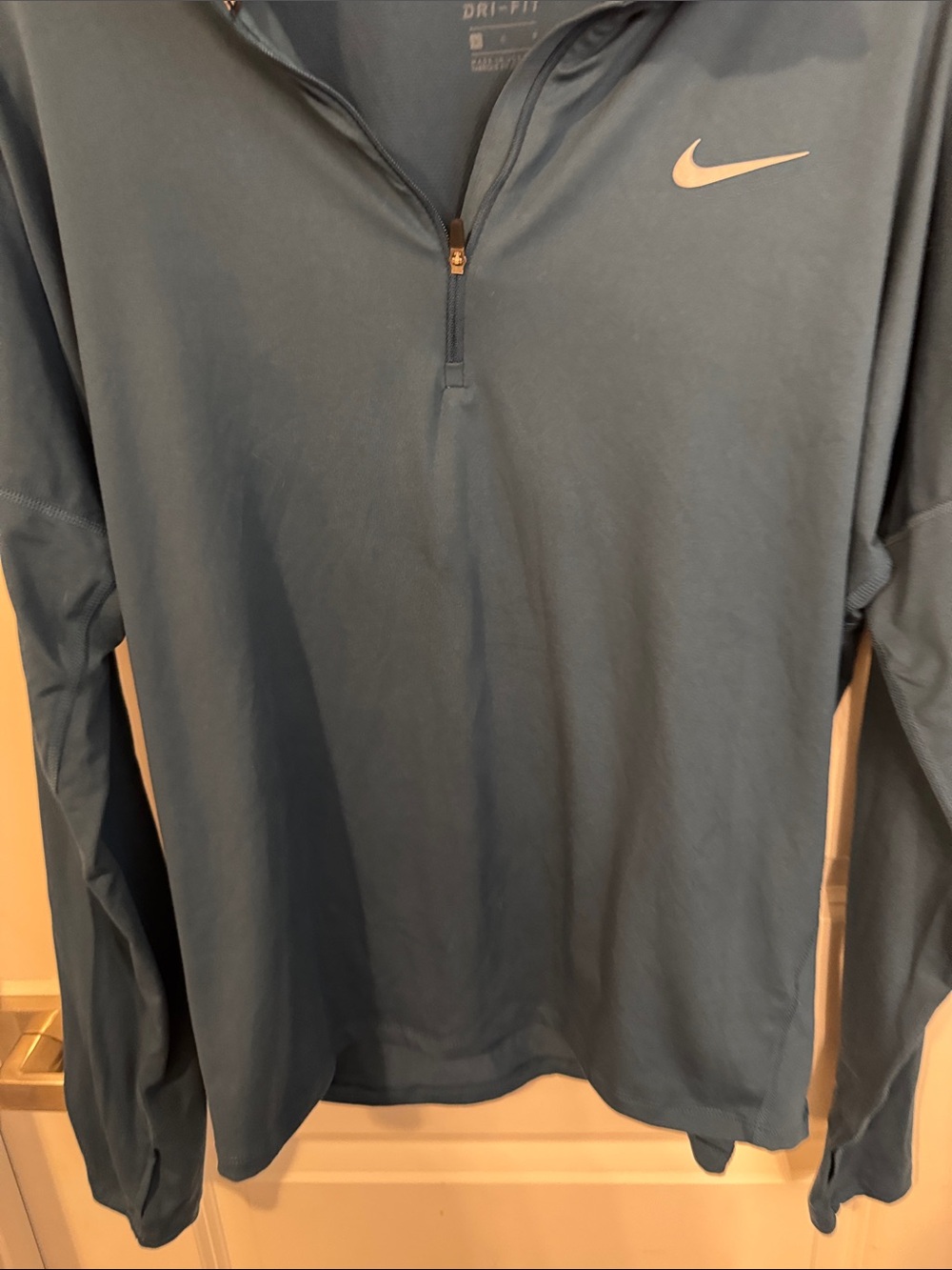Nike Dri-FIT Long Sleeve Quarter-Zip Top in Teal Blue - Picture 5 of 10